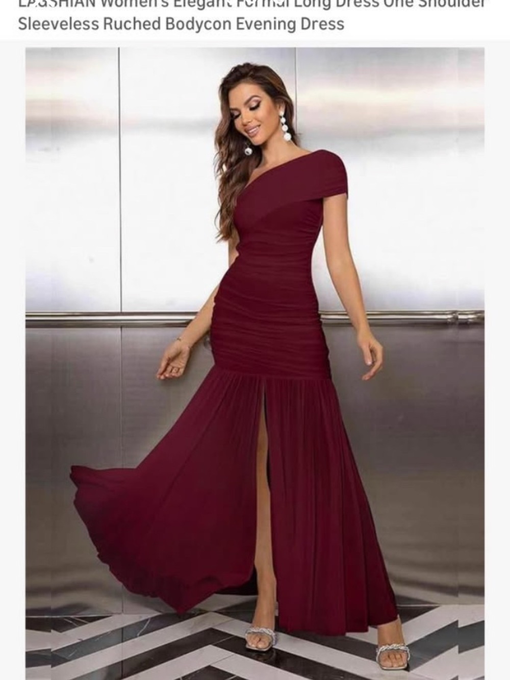 Amazon One-Shoulder Ruched Evening Gown - Picture 3 of 6